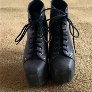 Jeffrey Campbell Black Lace Up Lita Booties